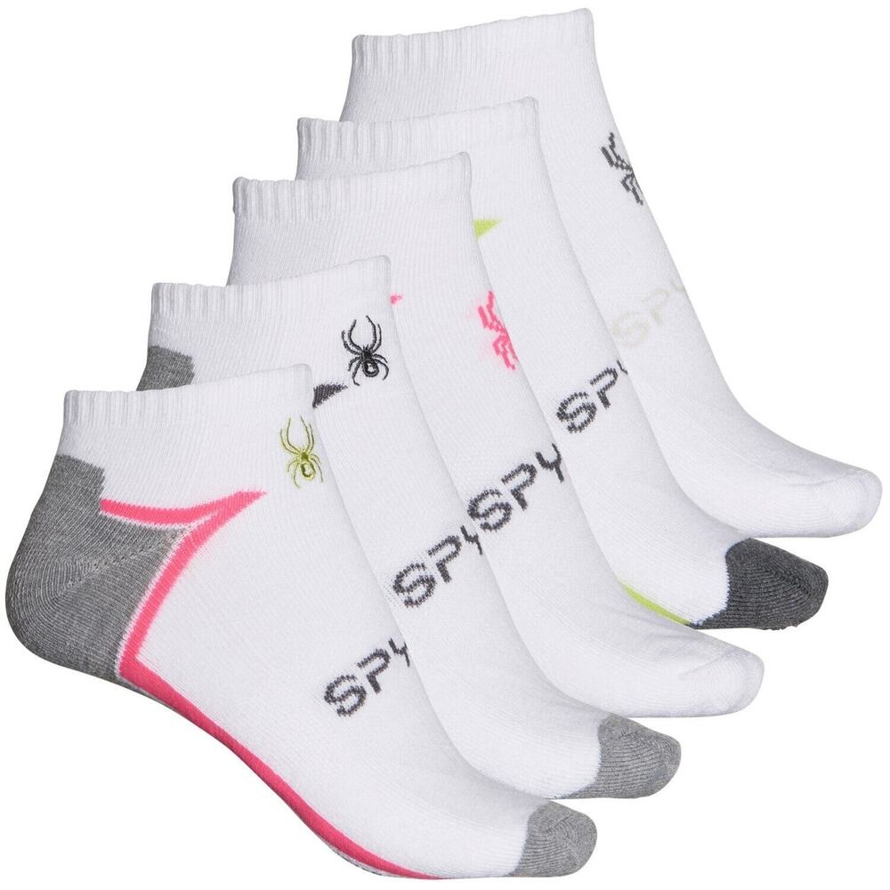 Spyder Women Linear Half Cushion Socks 5 Pairs White Gray Shoe Size 4-10 NEWwTag